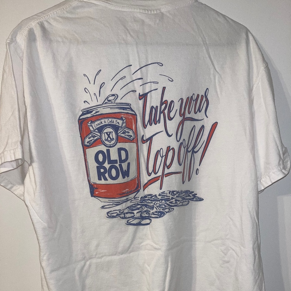 Size L Old Row white comfort colors pocket tee